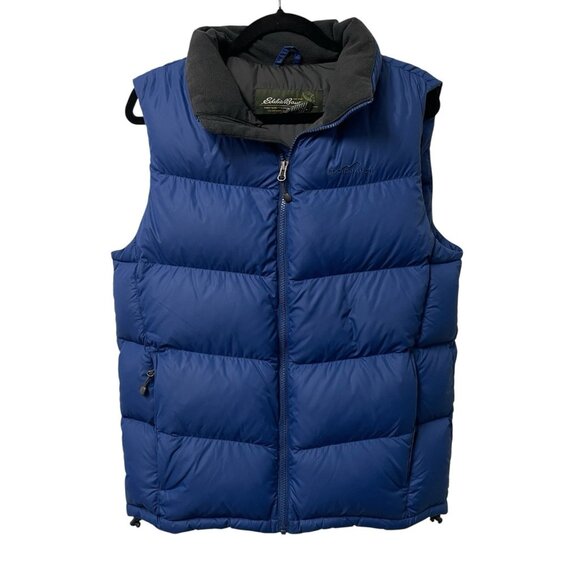 EDDIE BAUER PUFFER VEST PLEATED GOOSE DOWN 700 FILL POWER MENS S BLUE OUTDOORS - Picture 1 of 11